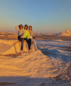 Travelers enjoying the White Desert tour in Egypt